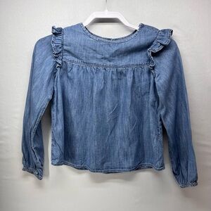 GAP Kids Blue Ruffle Denim Blouse